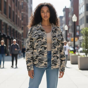 NWT Savannah Jane Women’s Corduroy Camo Jacket M Soft Stretch 4 Pockets